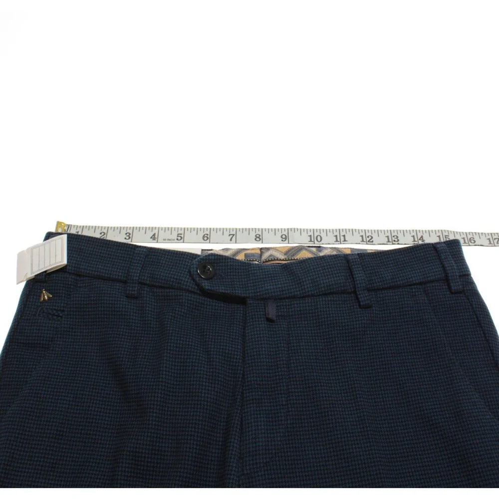 Meyer NWT Chinos / Casual Pants Size 46 (US 30) Bonn in Blue Houndstooth Cotton
